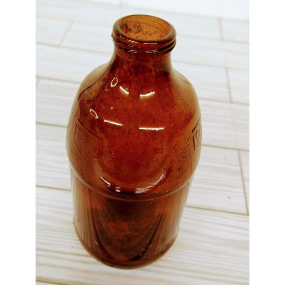 Vintage Brown Barrel Bottle 5.5" Steinie‎ Embossed Symbol Rustic Barn Find - Picture 9 of 11
